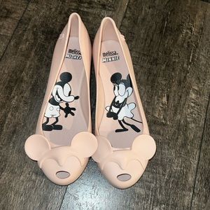 Melissa Ultragirl + Minnie III Peep Toe Mickey Ears Slip On Ballet Flat